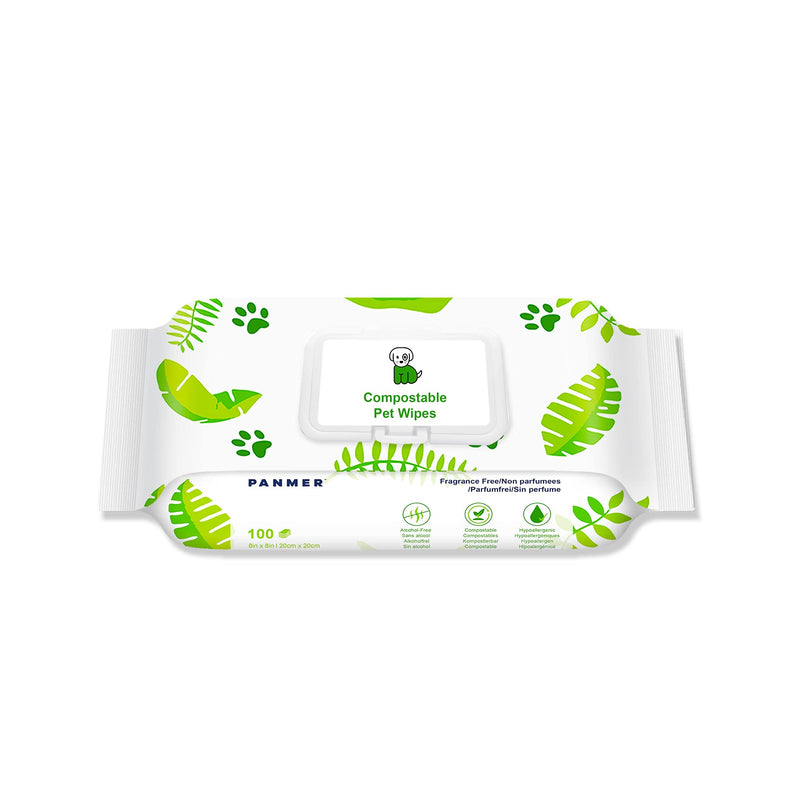 PANMER Pet Cleaning Wipes for All Pets Eco-Friendly Hypoallergenic Odorless Pack of 100 - BeesActive Australia
