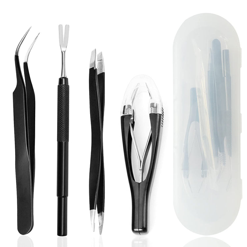 MEISO 4 pieces stainless steel tick remover set, black tick tweezers, tick hook for humans, dogs, cats (with storage box) - BeesActive Australia