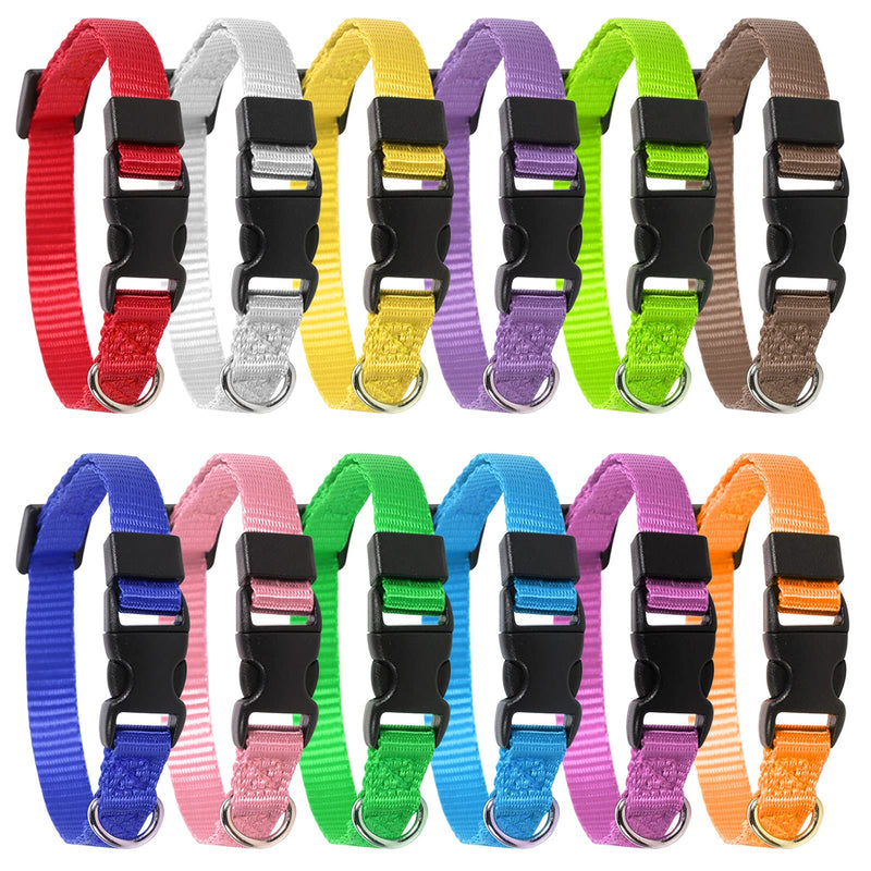 Yorgewd 12 Pack Puppy Collars, Adjustable Dog Safety ID Collars for Puppies, Small Dogs and Cats (Multicolor, 21.5-33CM) M - BeesActive Australia