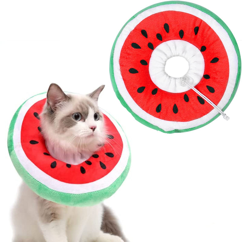 crazy bean Postoperative Protective Collar for Cats Soft Adjustable Safe and Comfortable Cute Elizabethan Kitten Collar Watermelon - BeesActive Australia