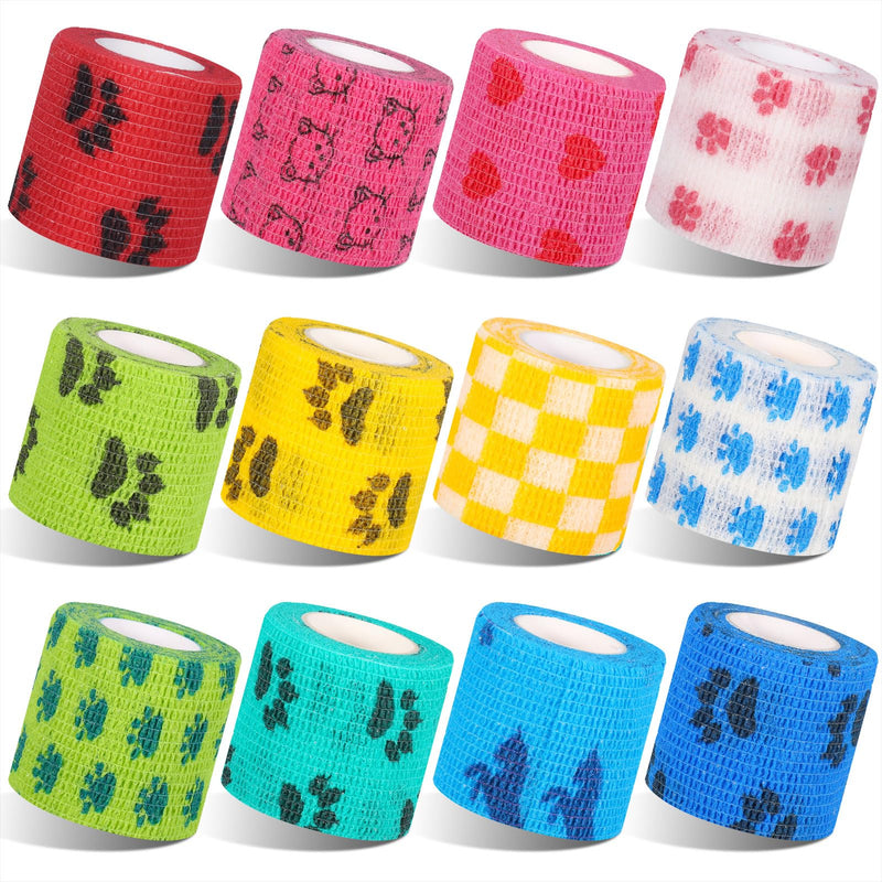 tonyg-p Pack of 12 Self-Adhesive Bandage Self-Adhesive Bandage Cohesive Bandages Elastic Pet Vet Wrap for Finger Wrist Knee Ankle Sprains and Swelling 5 cm x 4.5 m - BeesActive Australia