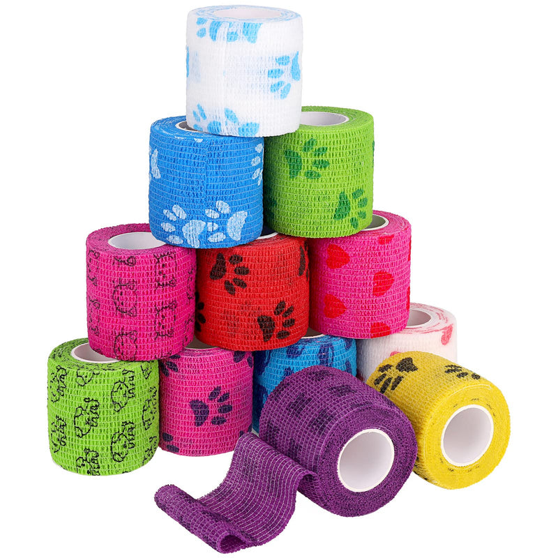 tonyg-p 12 Rolls Self-Adhesive Bandage Cohesive Bandage Self-Adhesive Bandage Elastic Fixing Bandage Vet Wrap Pet for Finger Wrist, Knee, Ankle Sprains and Swellings 5cm*4.5m - BeesActive Australia