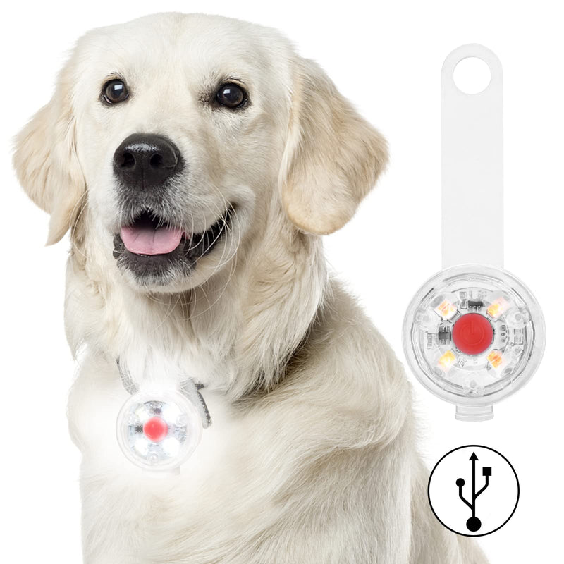 Fttouuy Safety LED Flashing Light for Dogs, Cats - USB Rechargeable LED Light Pendant Dog, 3 Flashing Modes Waterproof Safety Pet Lights White - BeesActive Australia