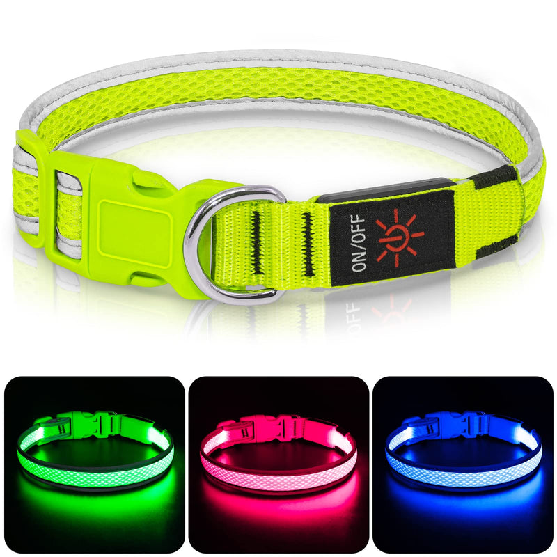 Luminous Dog Collar, Colaseeme LED Dog Luminous Collar, Waterproof Dog Collar, Luminous, Dog Luminous Collar, Rechargeable for Pet Night Walking Safety, Green L Large (15.4"-23.6"/39-60 cm) - BeesActive Australia