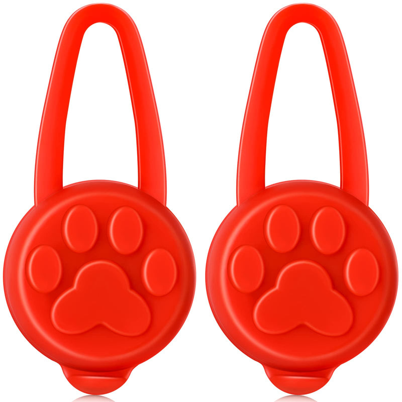 2 Pieces Luminous Dog Collar Light 3 Modes Silicone Cat Dog Lights LED Light for Dogs Collar Waterproof Clip-on Dog Leash and Safety Light Dog Collar with Battery (Red) - BeesActive Australia