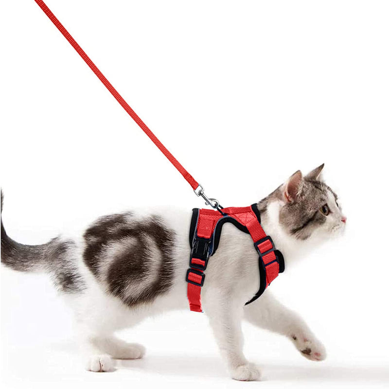 Cat Harness with Leash Escape-Proof Cat Leash Set Adjustable Soft Kitten Vest with Reflective Strips Chest Harness for Small Kittens (Red, XS) Red - BeesActive Australia