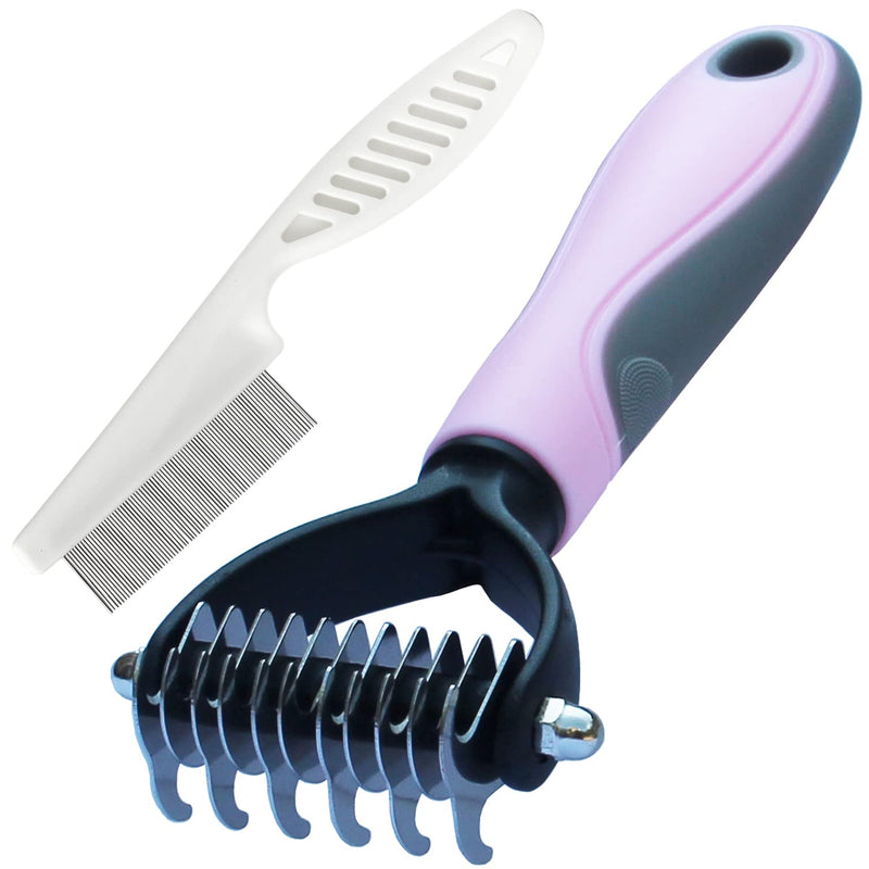 MMSGA Dog Hair Comb Stripper, Cat Dog Detangling Combs, Pet Grooming Tool, Double-Sided Fur and Dematting Rake Comb for Dogs and Cats, Cat and Dog Flea Comb Set (Small, Pink)… Small - BeesActive Australia
