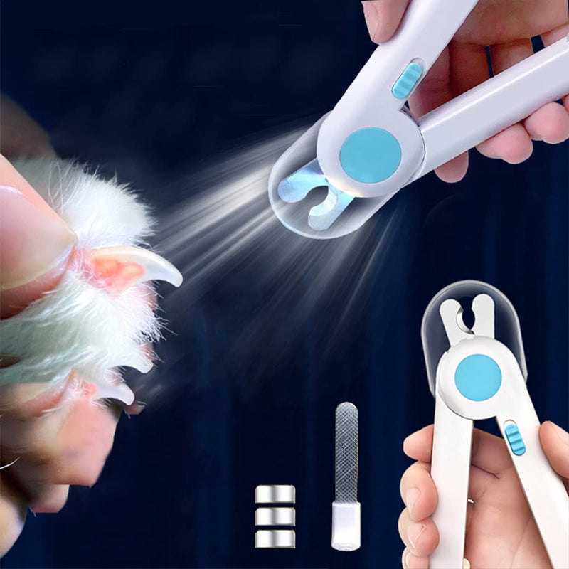 EPROICKS nail clippers with LED light for dogs and cats, claw scissors for cats and dogs, with nail file and splash-proof protection device, for medium and small pets, claw care blue - BeesActive Australia