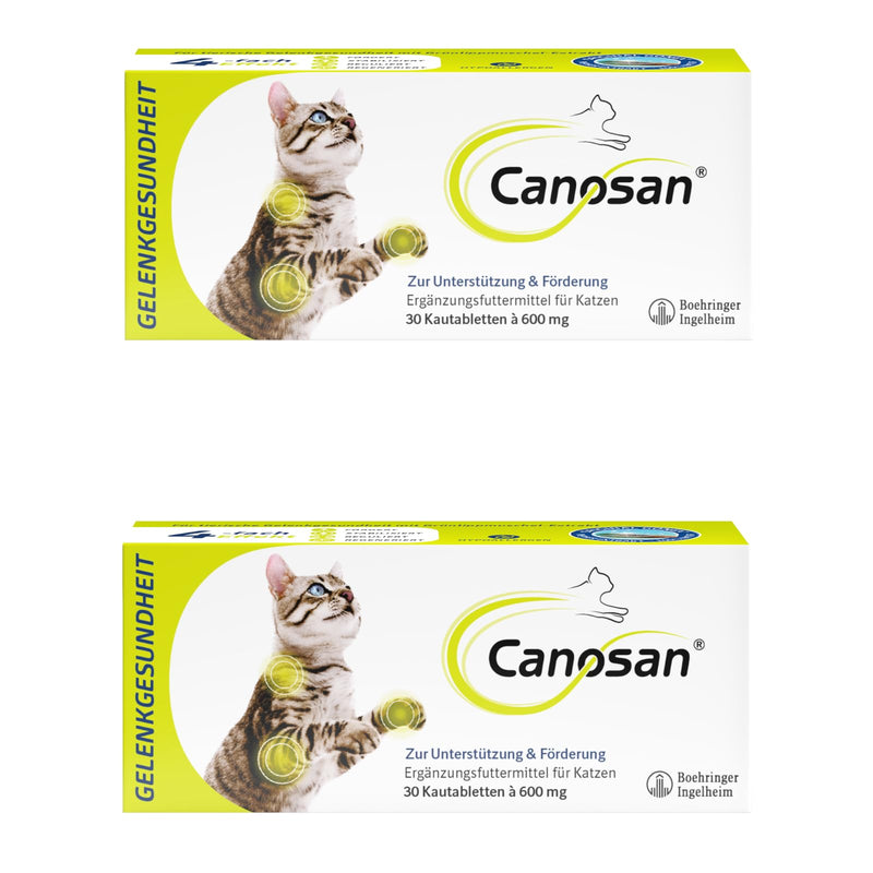 Boehringer Ingelheim Canosan chewable tablets for cats | Double pack | 2 x 30 chewable tablets of 600 mg | Supplementary food for cats with joint problems | Contains Gonex - BeesActive Australia