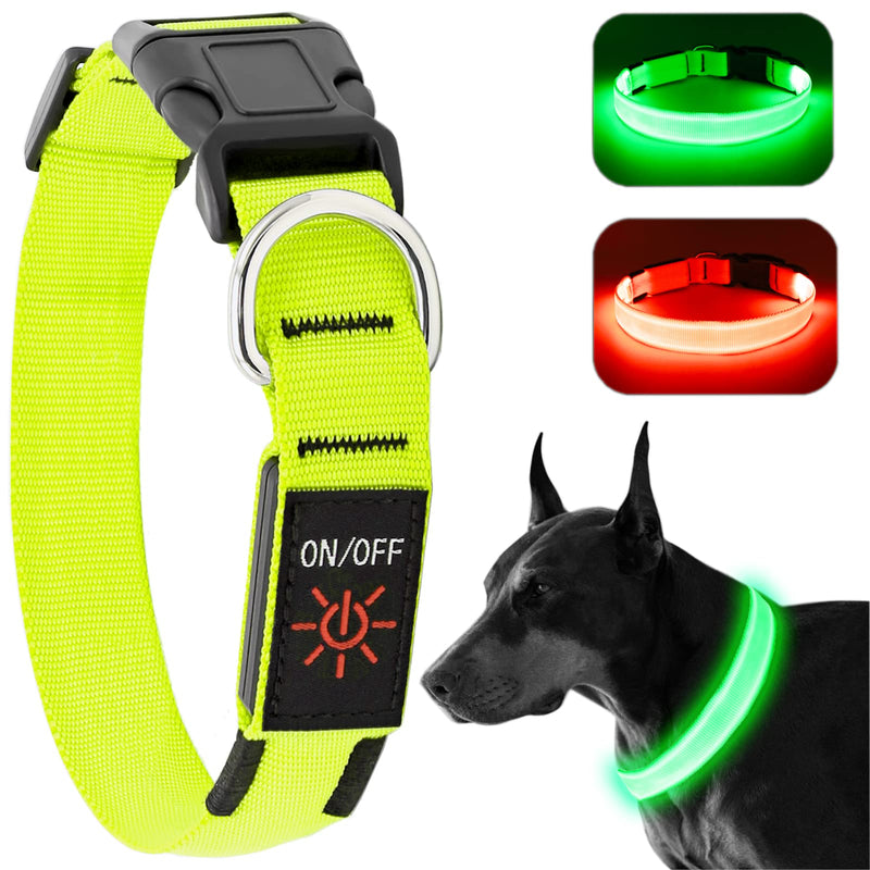 KOSKILL Luminous Dog Collar Rechargeable USB LED Dog Collar Waterproof Luminous Dog Collar Adjustable Super Bright for Medium Large Dogs (Green, M) Green - BeesActive Australia