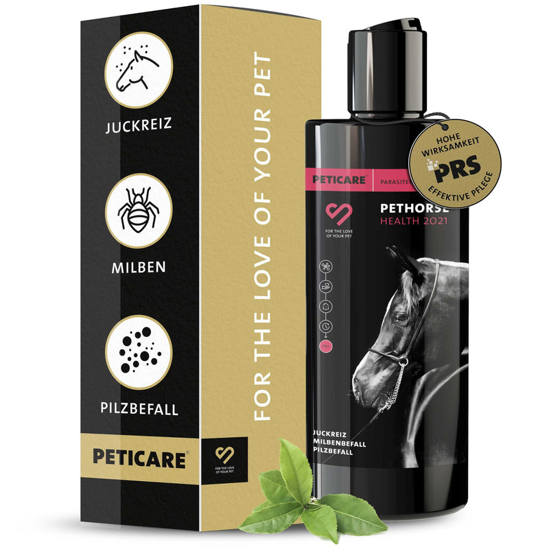 Peticare Anti-Parasite Horse Shampoo | against mites, fleas, fungi | Effectively relieves itching & supports the regeneration process Unique PRS® system for long effects – petHorse Health 2021 250 ml - BeesActive Australia