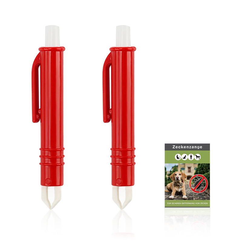 Nepfaivy Tick Tweezers for Dogs, Cats, People - Set of 2 Tick Tweezers for Children and Pets, Simple and Safe Tick Remover for Ticks of Any Size, Red - BeesActive Australia
