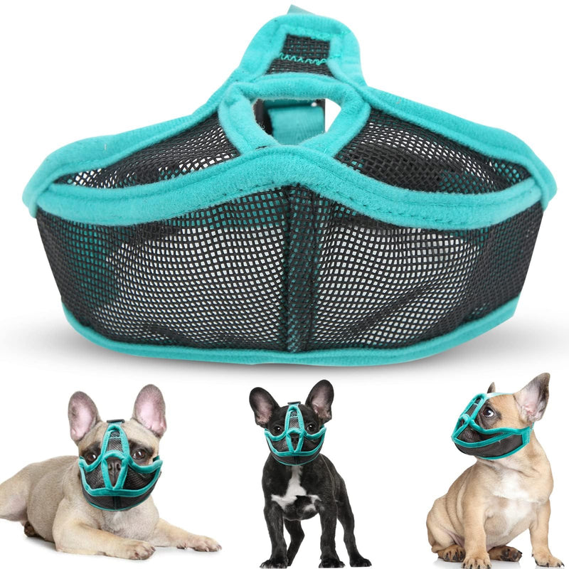 Muzzle for dogs, dog muzzle with short snout, mesh adjustable muzzle French bulldog, breathable short snout anti-bite bulldog for anti-biting, anti-bark licking L - BeesActive Australia