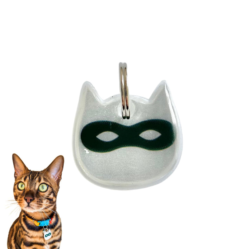Kittyrama Reflective Cat Tag. Security cat tag. Lightweight, highly visible, waterproof. Fits all reflective cat collars. Other styles available Silver Ninja - BeesActive Australia