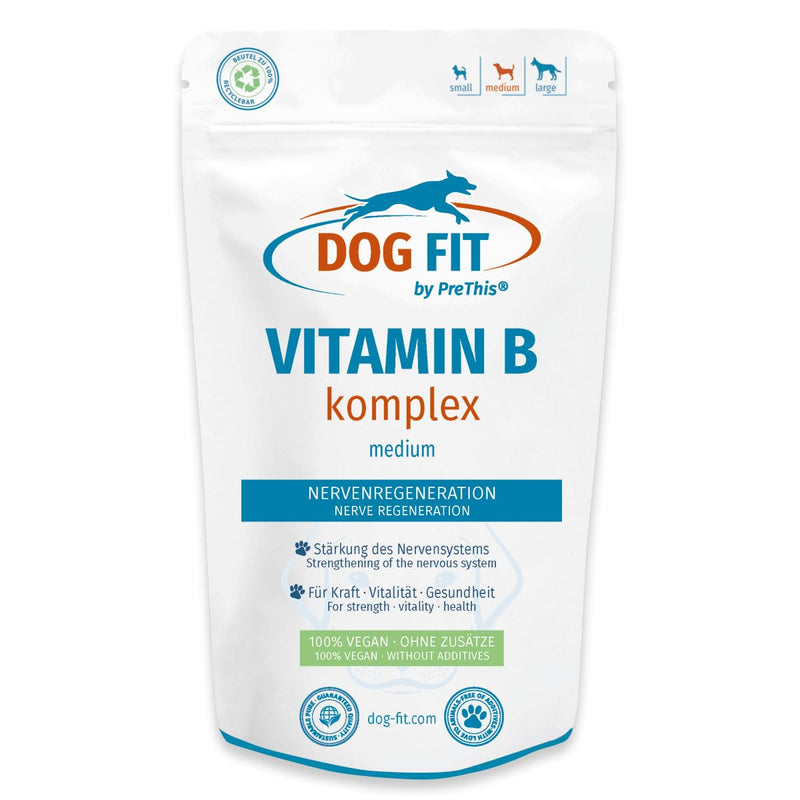 DOG FIT by PreThis® Vitamin B complex for dogs I nervous system, incontinence, spondylosis, tremors, strengthening I B vitamins with biotin & folic acid I Vegan without additives | medium medium (10 - 25kg) - BeesActive Australia