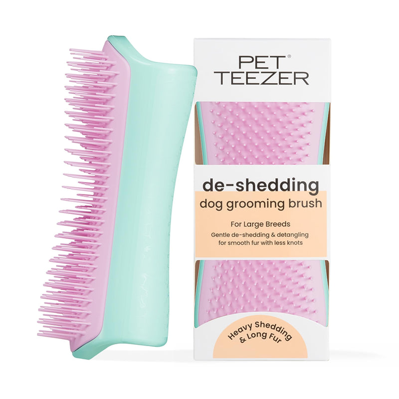 Tangle Teezer | Pet Teezer | Deshedding and dog grooming brush | Dry brush or dog bath brush | Mint & Pink Mint green and pink - BeesActive Australia