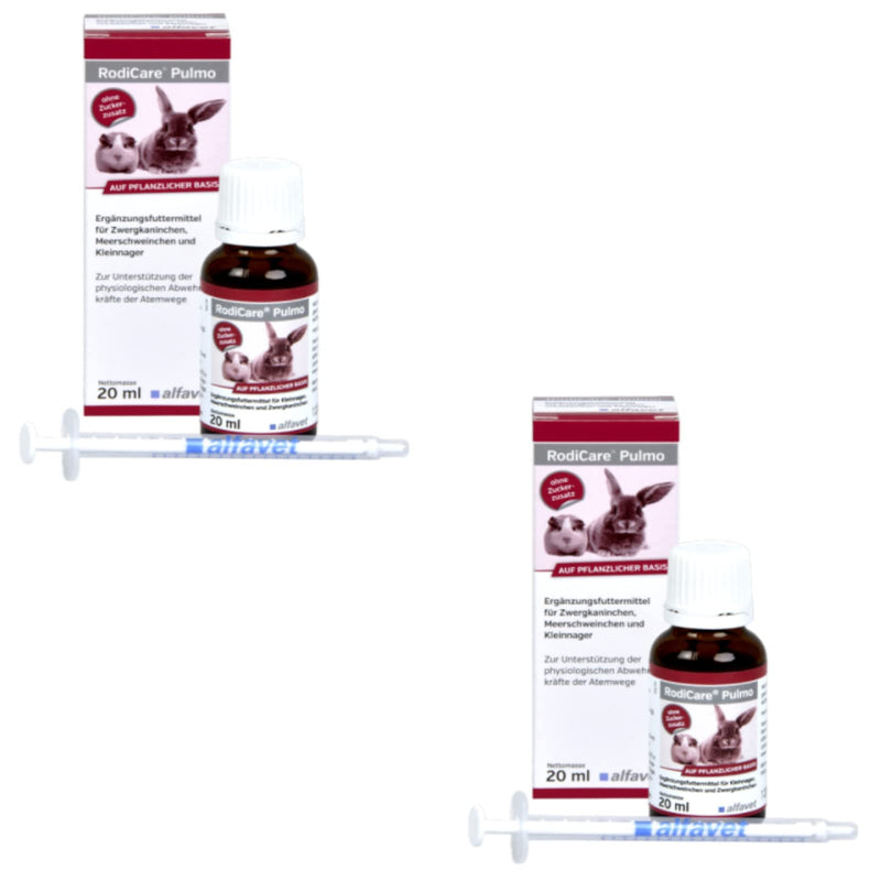 alfavet RodiCare Pulmo, double pack, to support the respiratory tract of guinea pigs and small rodents, supplementary feed, 2 x 20ml, dosing syringe 20 ml (pack of 2) - BeesActive Australia