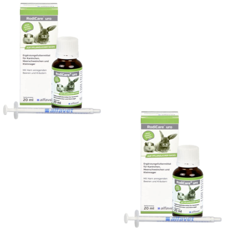 alfavet RodiCare URO | Double pack | 2 x 20ml | Supplementary feed for rabbits, guinea pigs and small rodents | With urine-stimulating berries and herbs - BeesActive Australia