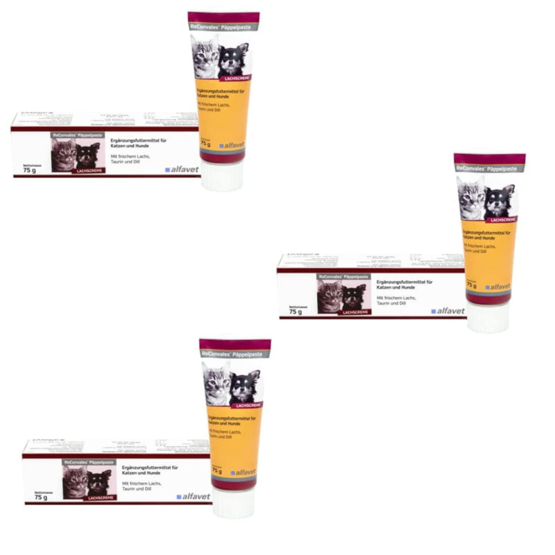 alfavet, ReConvales Päppelpaste, pack of 3, salmon cream, supplementary food for cats and dogs, 3 x 75g tube - BeesActive Australia
