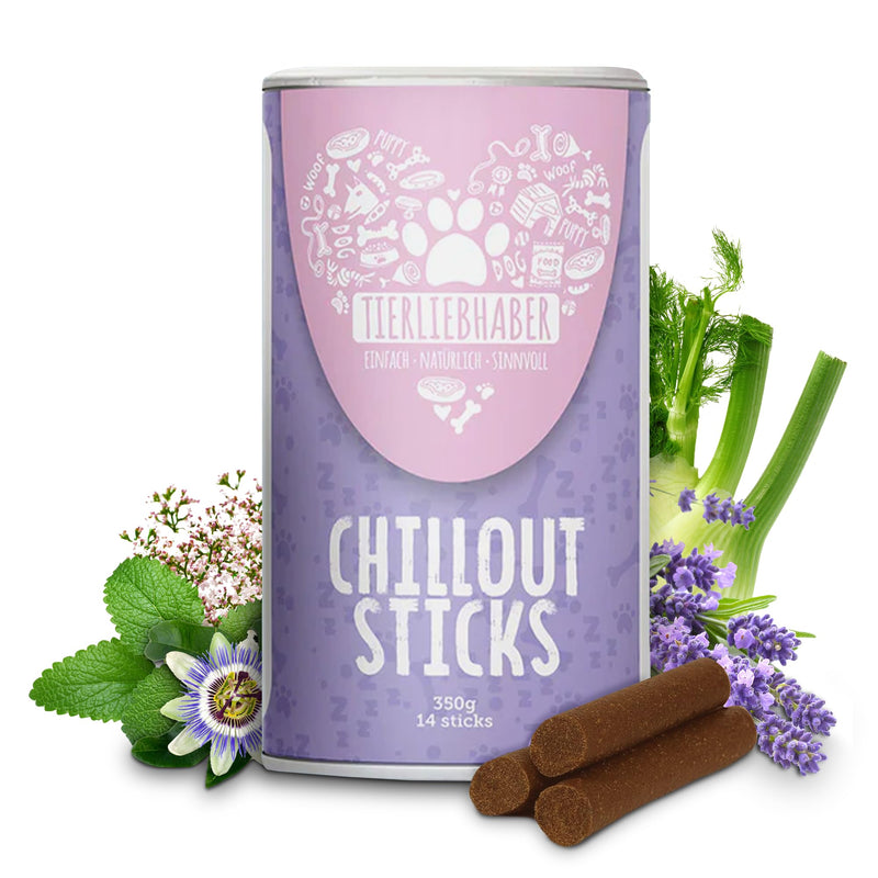ANIMAL LOVERS - Chillout sticks for dogs to calm anxiety and stress - 100% natural sedative for dogs - anti-stress treats with valerian root, sleepberry & St. John's wort 350 g - BeesActive Australia