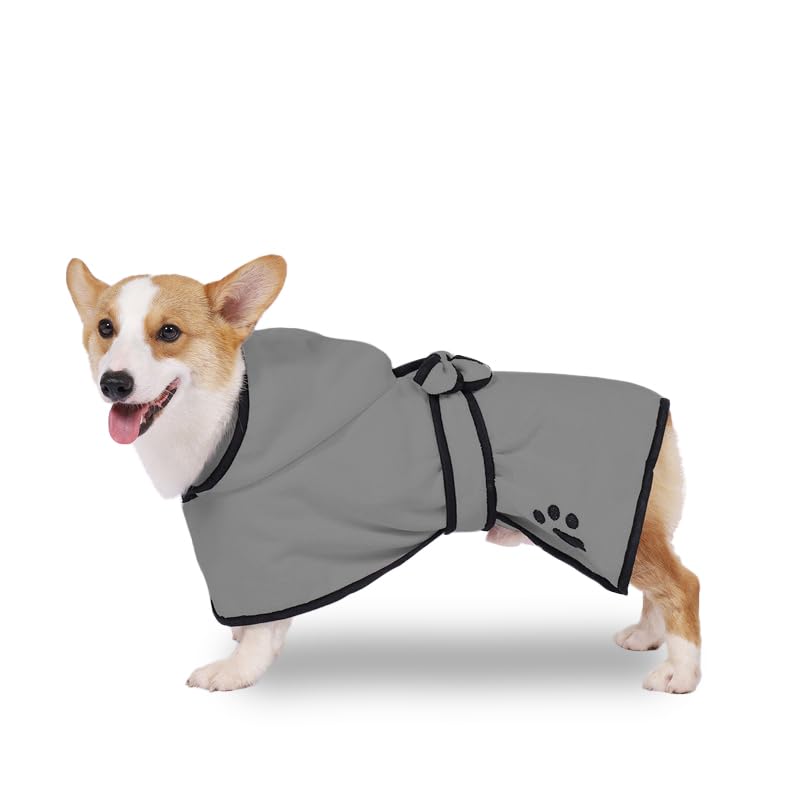 NEEZ dog bathrobe I microfiber dog bathrobe I dog towel for drying I absorbent dog bathrobe I for small & large dogs I bathrobe in XS - L for dogs small gray - BeesActive Australia