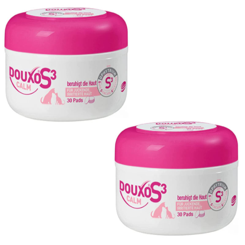 Douxo S3 Calm Pads | Double pack | 2 x 30 pieces | Soothing skin care for dogs and cats | For itchy, irritated and sensitive skin | Hypoallergenic and pH adjusted - BeesActive Australia