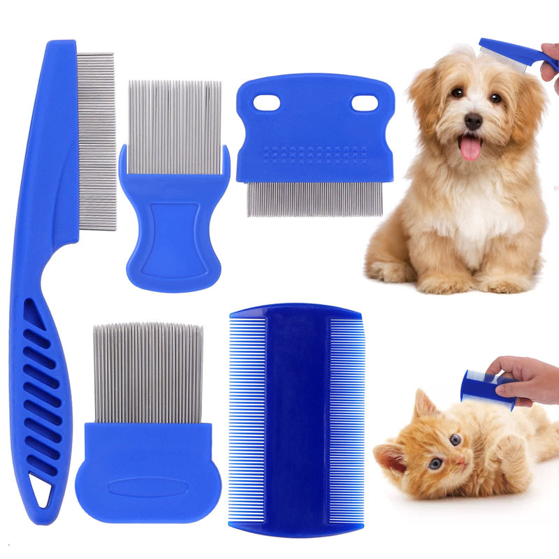 Cobee Dog Flea Lice Comb, Dog Cat Grooming Comb Pet Tear Stain Remover Combs Fine Tooth Care Removal Tool (5 Pieces) 5 Pieces - BeesActive Australia