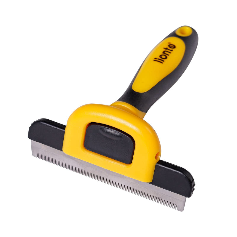 lionto undercoat brush, non-slip handle & removable blade, wide, brush for dogs & cats, gentle grooming & rounded bristles, dog brush suitable for long & short fur, rustproof undercoat brush, wide - BeesActive Australia
