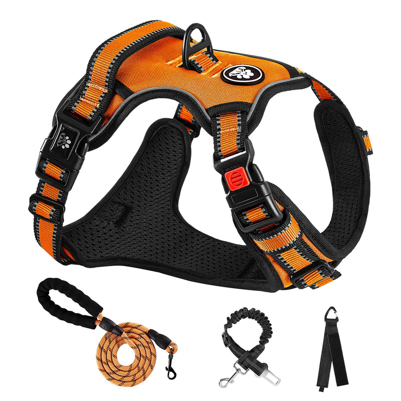 NESTROAD Dog Harness Small Dogs Orange, Anti Pull Harness Padded Chest Harness for Small Dogs, Size S Neck Circumference 28~38CM Chest Circumference 38~53CM, Reflective Strips Chest Harness Dog [S] Neck 28-38CM Chest 38-53CM - BeesActive Australia