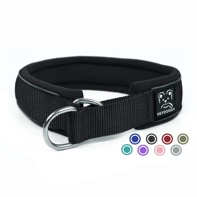 Soft Neoprene Padded Dog Collar (4cm Width) Reflective Dog Collar with Robust Nylon & Pull Stop, Comfortable Pull Collar Dressage Collar for Small Medium Large Dogs Anti-Pull Walking S, Black Black S 40-47cm Neck Circumference - BeesActive Australia