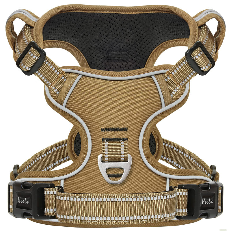 HEELE Dog Harness, Dog Harness Large Dogs Anti Pull Harness Dog Chest Harness with Handle Reflective Soft Padded Breathable Brown L MC Brown - BeesActive Australia