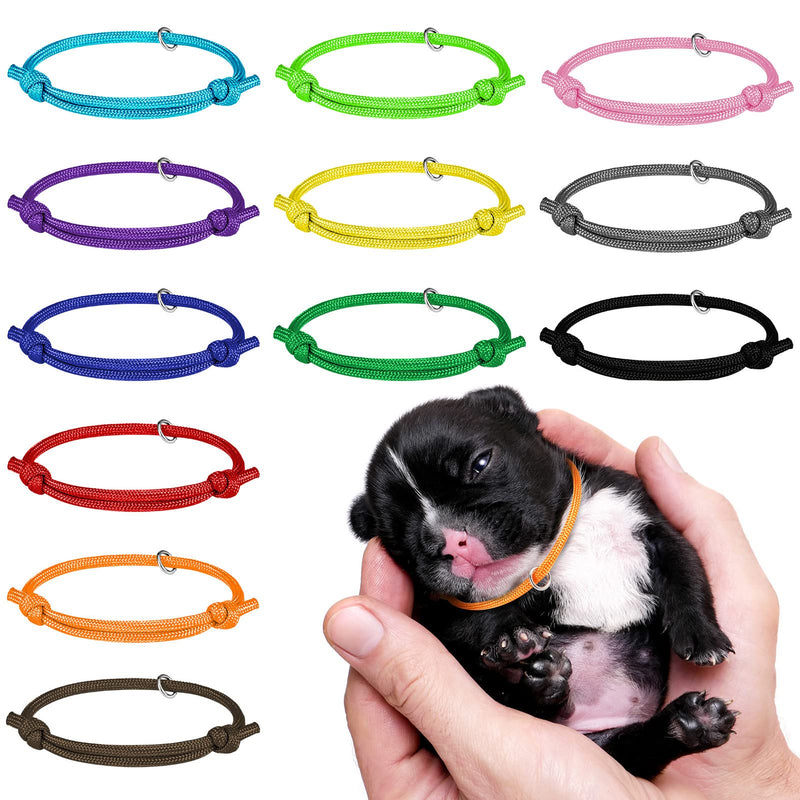 tonyg-p Pack of 12 Puppy ID Collars Puppy Collars Adjustable Soft Puppy Collars with Jump Rings for Newborn Puppies Kittens, 12-20cm - BeesActive Australia