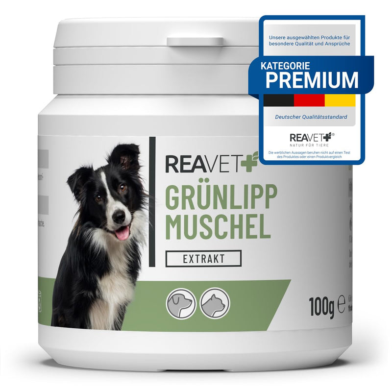 ReaVET Green Lipped Mussel Extract Powder 100g for Dogs & Cats | Green-lipped mussel powder dog, green-lipped mussel extract in high doses after treated arthrosis arthritis 100 g - BeesActive Australia
