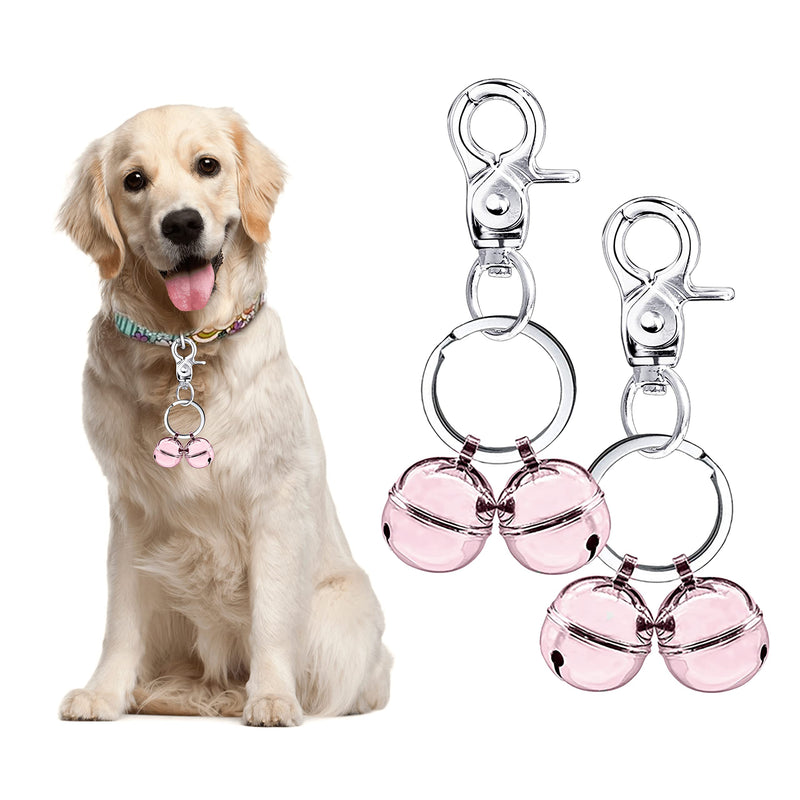 Cat & Dog Collar Bell, Pack of 2, Extra Loud Dog Bell for Pet Tracking & Saving Wildlife, Birds, Durable Iron Split Ring & Lobster Bell Clip Pink 2 PC - BeesActive Australia