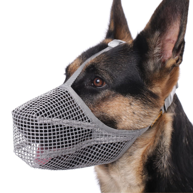 Dog Muzzle, Muzzle with Soft Mesh Cover for Small, Medium and Large Dogs, Poison Bait Protection, Muzzle with Adjustable Straps, Prevents Biting, Chewing and Licking Gray L: Snout(10¼"-12¼") - BeesActive Australia