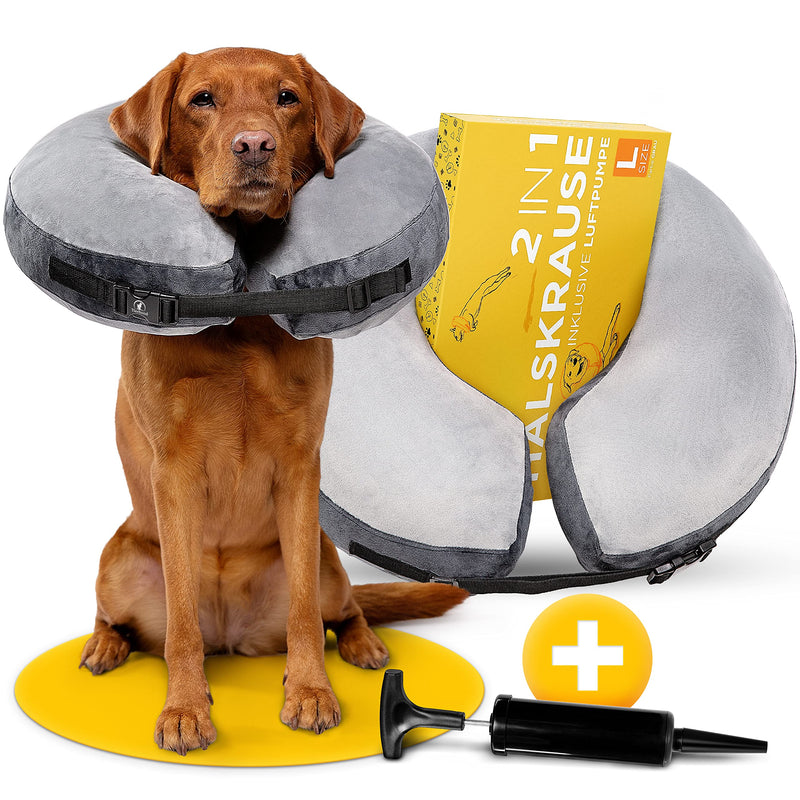 Tierhood Dog Neck Brace - Inflatable Dog Collar Leak Protection Dog - Dog Neck Brace Soft - Collar for Dogs After Surgery - Protective Dog Collar - Quick Recovery for Injured or Operated Areas - L Grey - BeesActive Australia