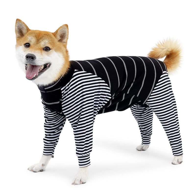 Dog Surgical Suit Onesie with Legs Long Sleeve Breathable Post Surgery Pajamas Anti Licking Abdominal Wounds Dog Cone Alternative for Pets Size XL Black XL (Pack of 1) - BeesActive Australia