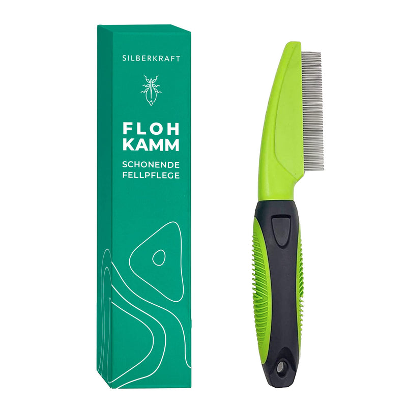 Silberkraft flea comb for dogs, cats and other pets - gentle care thanks to rounded metal teeth - lice comb, dust comb - effective against fleas, ticks, parasites, vermin - BeesActive Australia