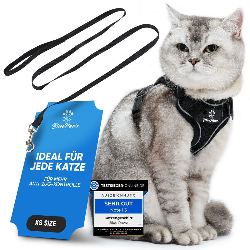 Blue Pawz cat harness with leash - 170cm | Cat harness escape-proof & high quality | Cat leash with harness for cats | Cat harness for unforgettable moments (XS), black XS - BeesActive Australia
