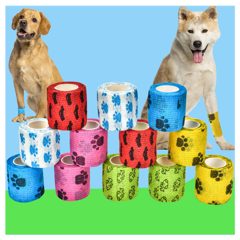 12 rolls of self-adhesive bandage, self-adhesive bandage, elastic and breathable bandage, the adhesive bandage for dogs, cats, wrists, ankle sprains and swelling (6 colors 5 cm x 4.5 m) 6 colors 5 x 4.5 - BeesActive Australia