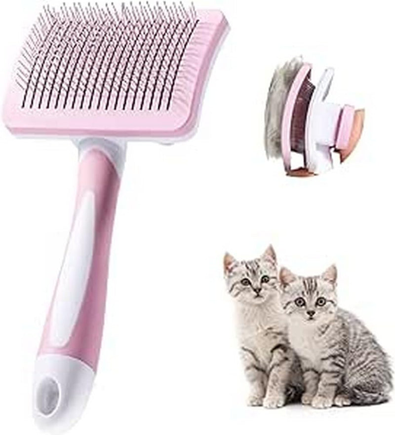 Vinabo Self Cleaning Pet Brush Long Short Hair Brush for Dogs Cats Effectively Removes Tomentose Undercoat and Tangles Pink - BeesActive Australia