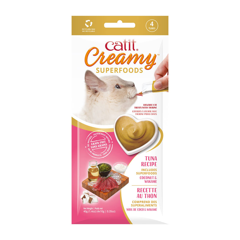 Catit Creamy Superfood licking paste for cats with tuna and the superfoods coconut and wakame - BeesActive Australia