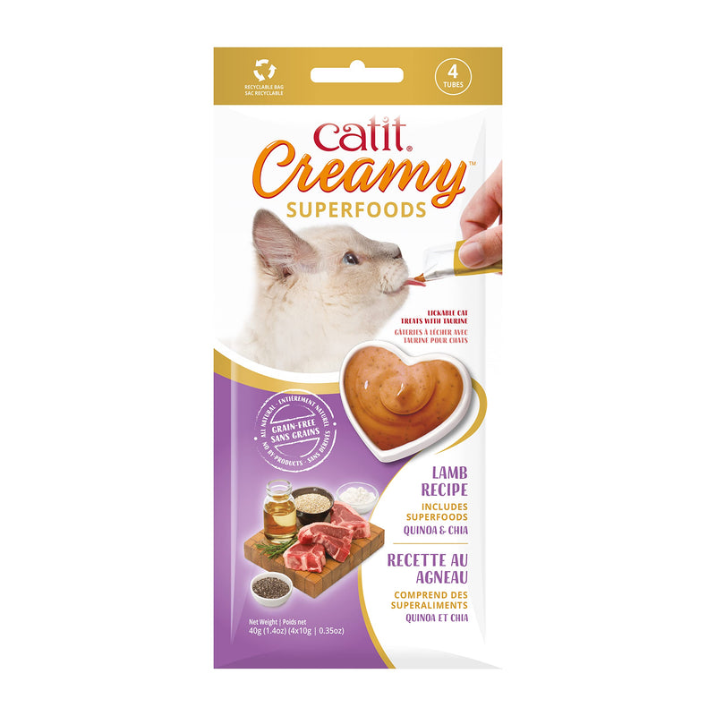 Catit Creamy Superfood licking paste for cats with lamb and the superfoods quinoa and chia - BeesActive Australia