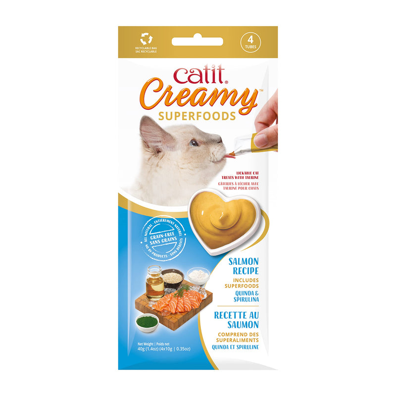 Catit Creamy Superfood licking paste for cats with salmon and the superfoods quinoa and spirulina - BeesActive Australia