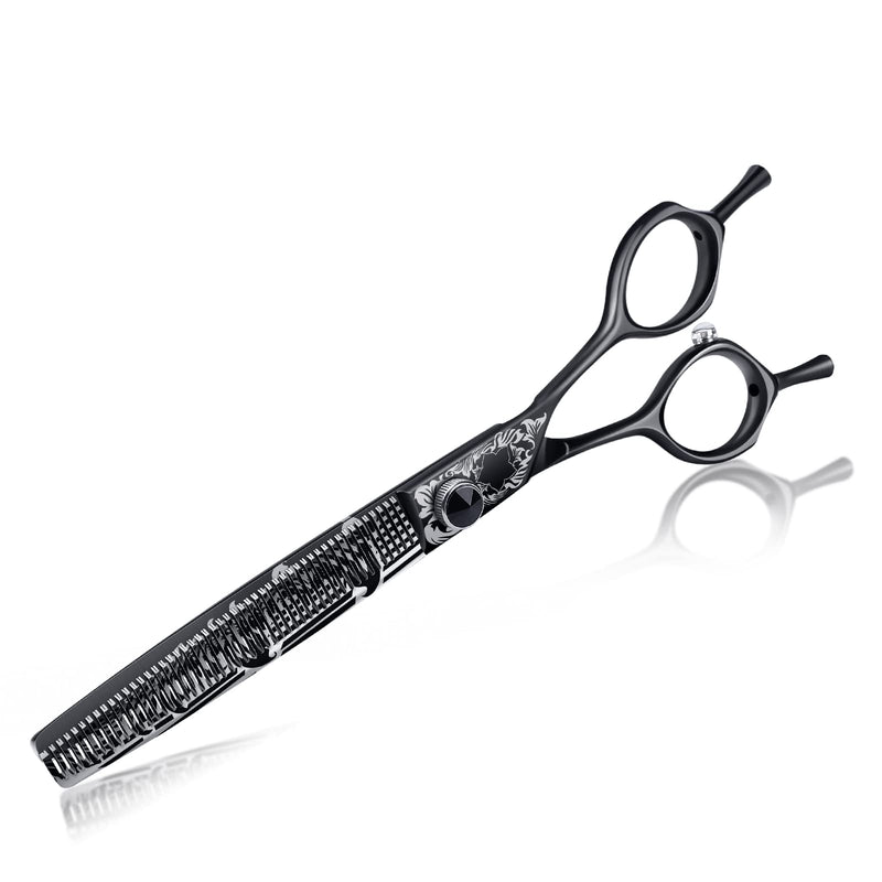 JASON Professional Thinning Scissors Dog Scissors with Ergonomic Handle Black Fur Scissors Thinning Scissors Chunker Scissors for Dogs Cats etc. 7 Inch 50 Teeth Japanese 440C Stainless Steel S-Thinning 7" - BeesActive Australia