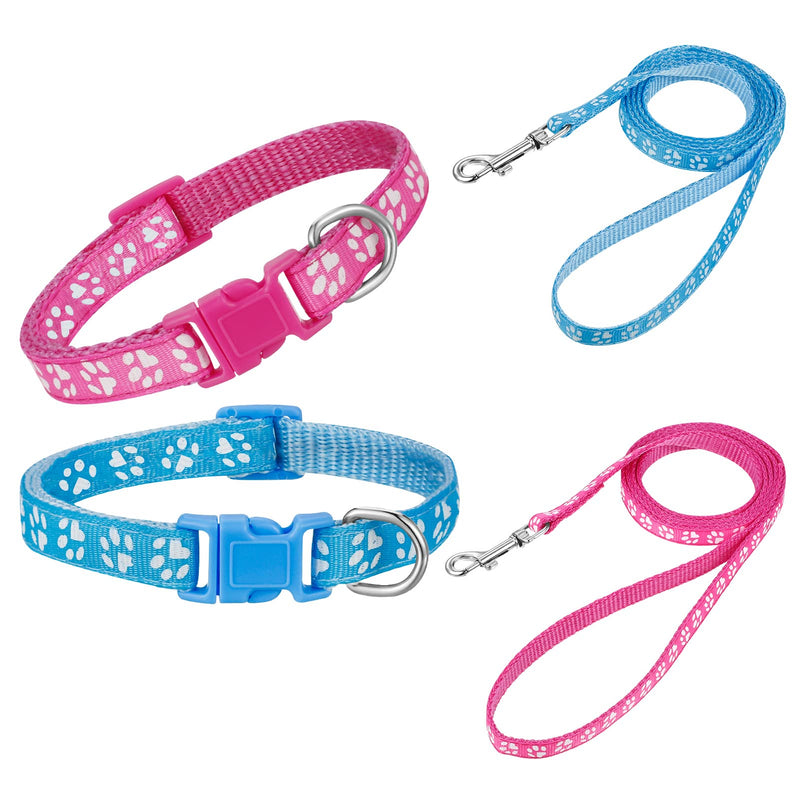 tonyg-p 2 piece puppy collars with leash set, dog collar and leash, adjustable dog collar, soft nylon pet collar for puppies, small medium dogs - BeesActive Australia