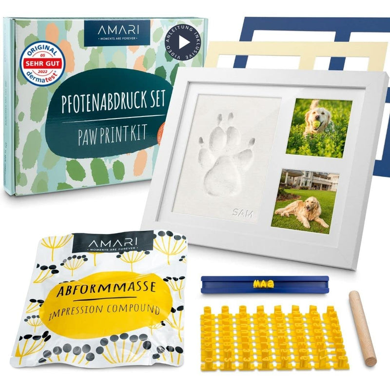 Amari® Paw Print Set - Print Set for Animals with Letters, Numbers and Picture Frames - Paw Print Set Dogs Paw Print Set Cat Gift for Dog Owners Memorial Dog Picture Frame - BeesActive Australia