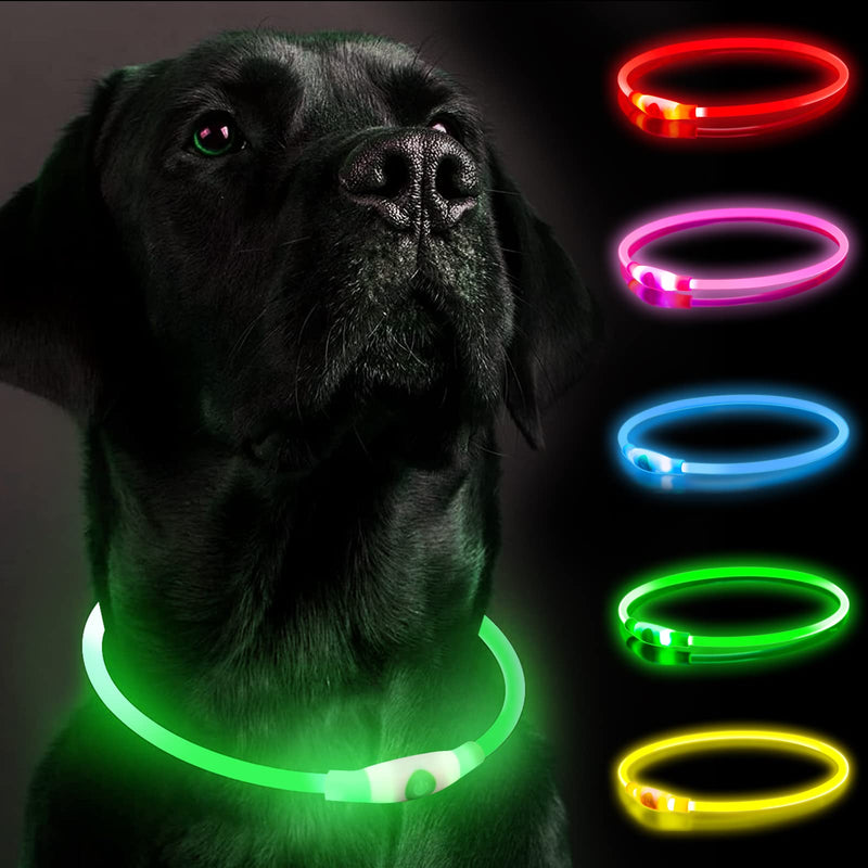 Luminous Dog Collar, Luminous Rechargeable Dog Collar, LED Collar for Dogs, Luminous Dog Collar, Adjustable Size Dog Luminous Collar, Safety for Your Dog at Night (Green2) B-Green - BeesActive Australia