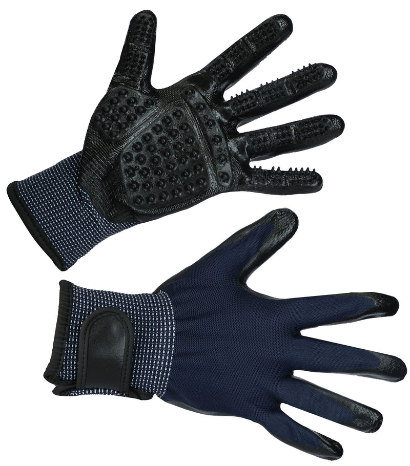 Kerbl Pet cleaning and massage glove black/blue, one size - BeesActive Australia