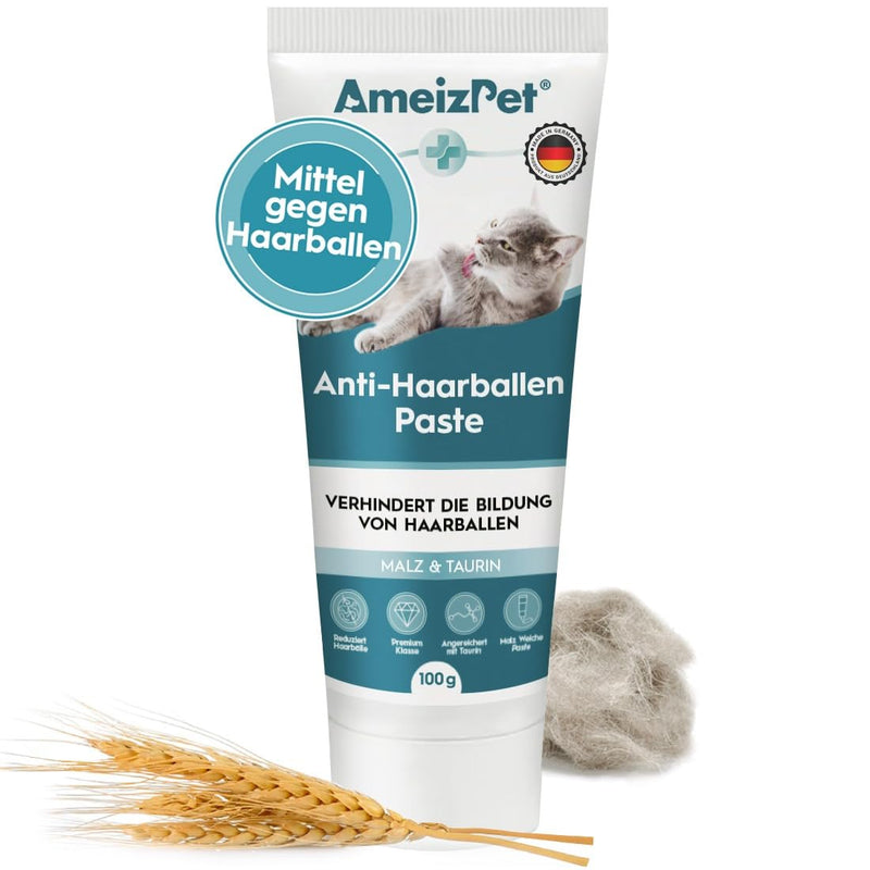 AmeizPet Malt Paste for Cats Antihairball, Cat Pastes with Malt Extract - Cat Malt Agent Against Hairballs, 100g (3.52 Oz) Malt & Taurine - BeesActive Australia